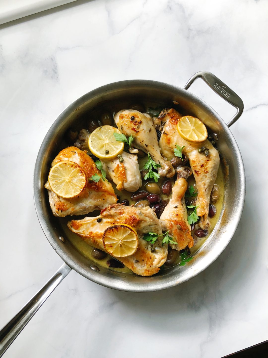Lemon chicken with olives and capers